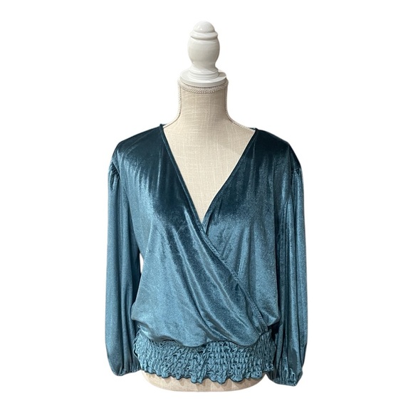 Rockin C Velvet Wrap Long Sleeve Top Velour Western Cowgirl Women’s size Large - Picture 1 of 12